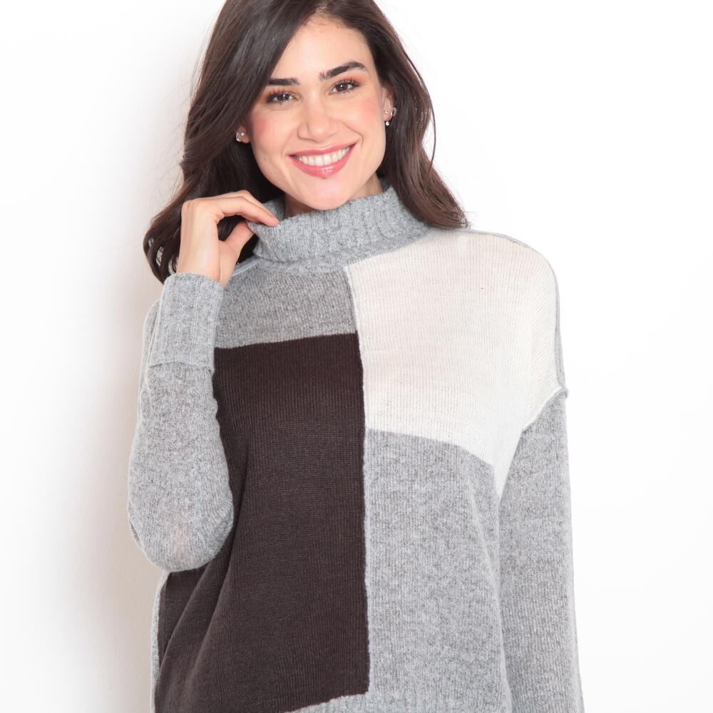 Sweater Bloque Color Largo Cuello Alto Mujer Wados image number 1.0