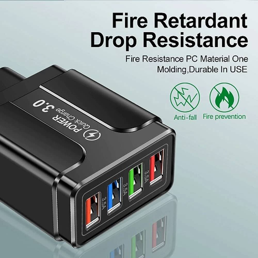 Cargador De Pared Para Celular 4 Usb 3,5 Amp Carga Rapida Telefonos Smarphone Total Sin Cable image number 7.0