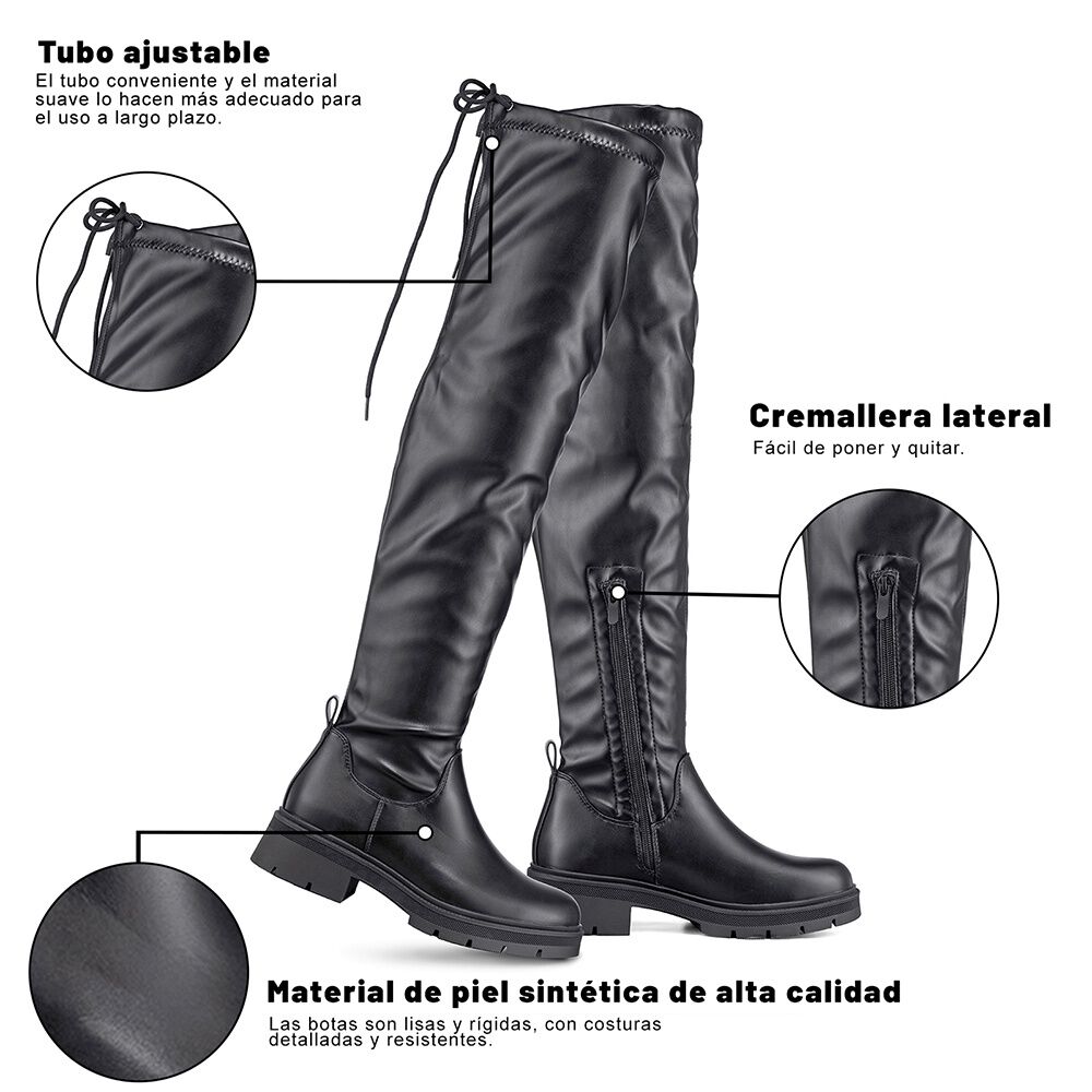 Bota Larga Casual Mujer Eco Cuero Plataforma Moda Weide Zs69 image number 7.0