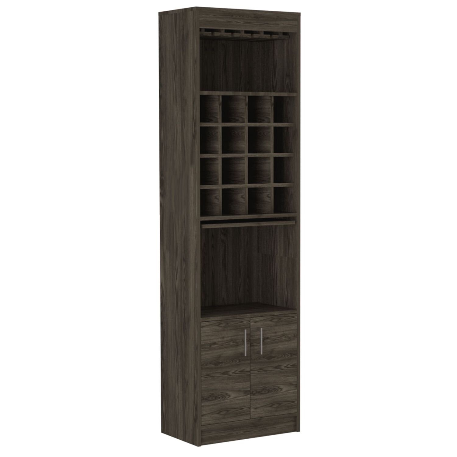Bar Alto 2 Puertas 16 Botelleros Caf&eacute; Oscuro 180 Cm X 32 Cm X 51 Cm image number 0.0