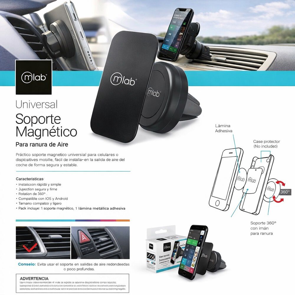 Soporte Magn&eacute;tico Universal Mlab Para Celular En Auto image number 4.0