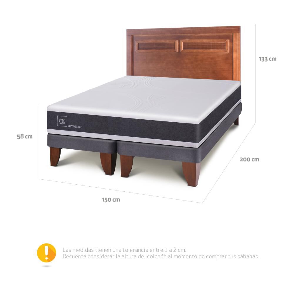 Cama Europea Cic New Ortopedic / 2 Plazas / Base Dividida + Respaldo image number 2.0