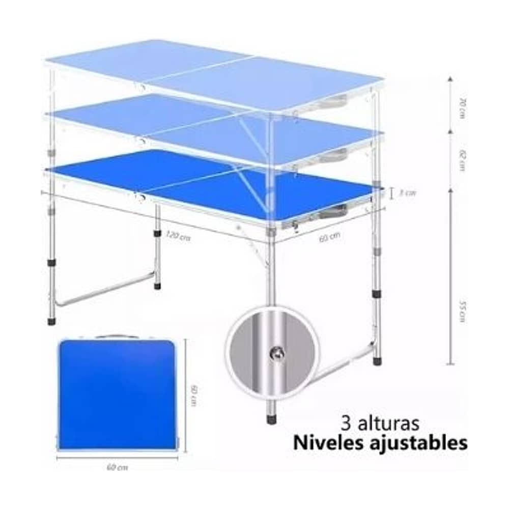 Mesa Plegable Tipo Portafolio 1.20 M Con 4 Sillas Port&aacute;tiles Color Verde image number 4.0