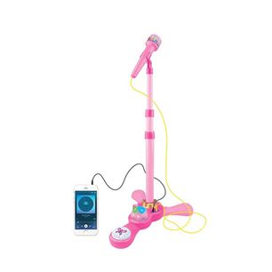 Juguete Microfono Karaoke Pedestal Luces Mp3 Rosado Infantil