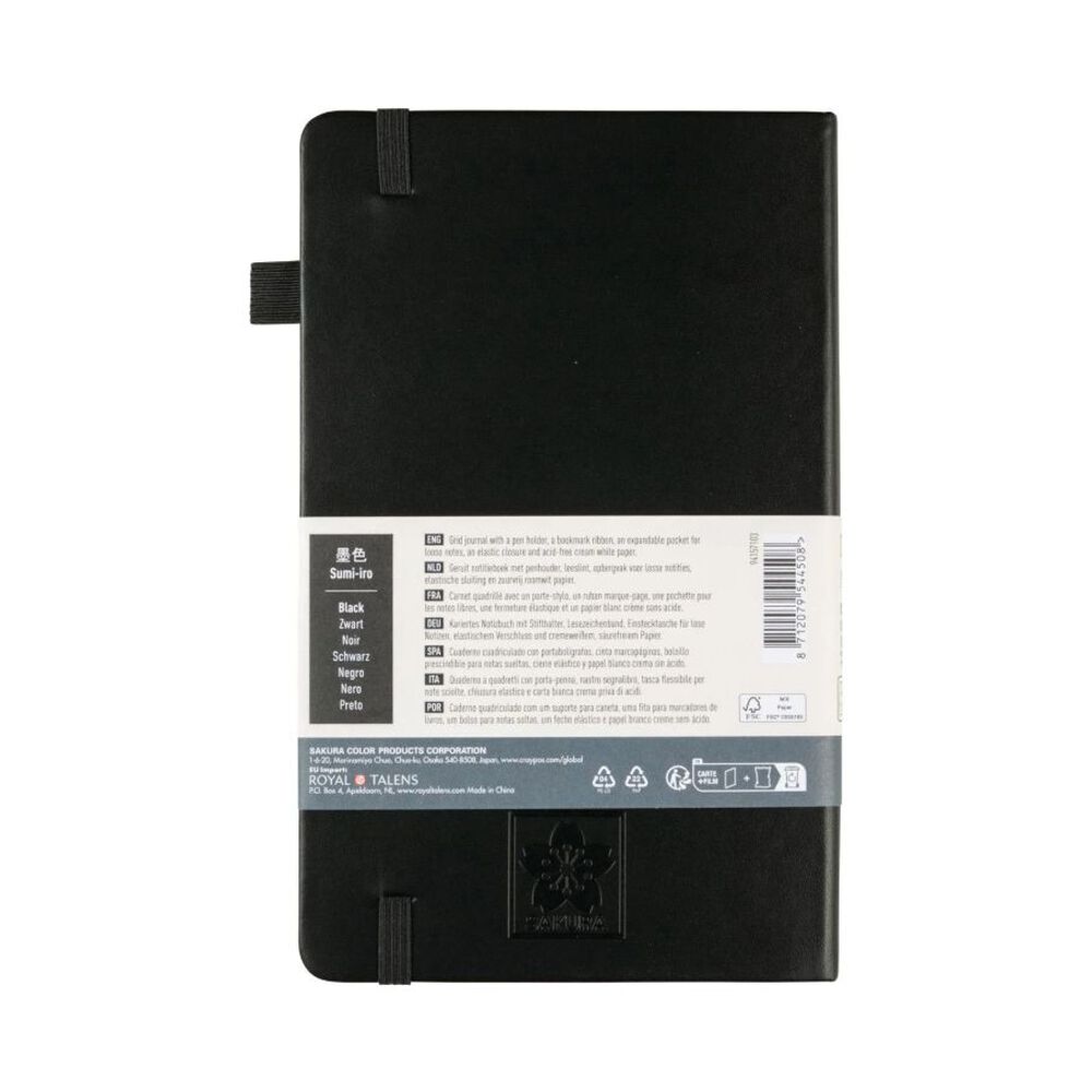Libreta Hoja Crema Con Cuadrados 13x21cm(negro), Sakura image number 1.0