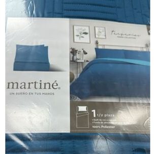 Cubrecama Quilt Reversible 1,5 Plazas Color Turquesa Trama Collection