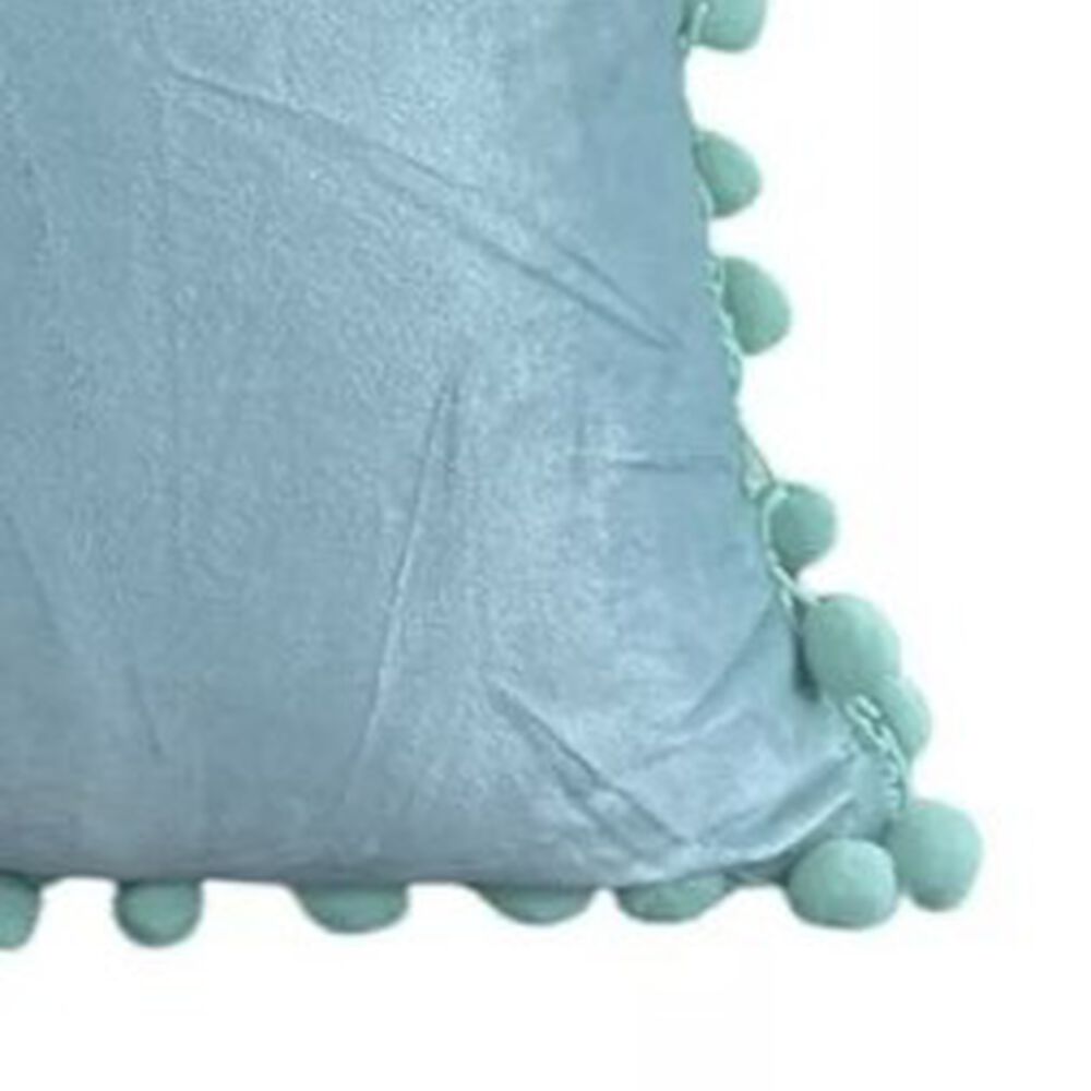 Funda De Cojines Con Pompones. Medida 45x45. Terciopelo. Verde Menta image number 1.0