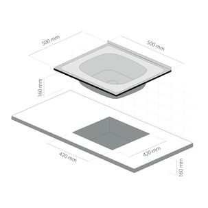 Lavaplatos Sobreponer 500 X 500 1 Cubeta Splendid Acero Inox