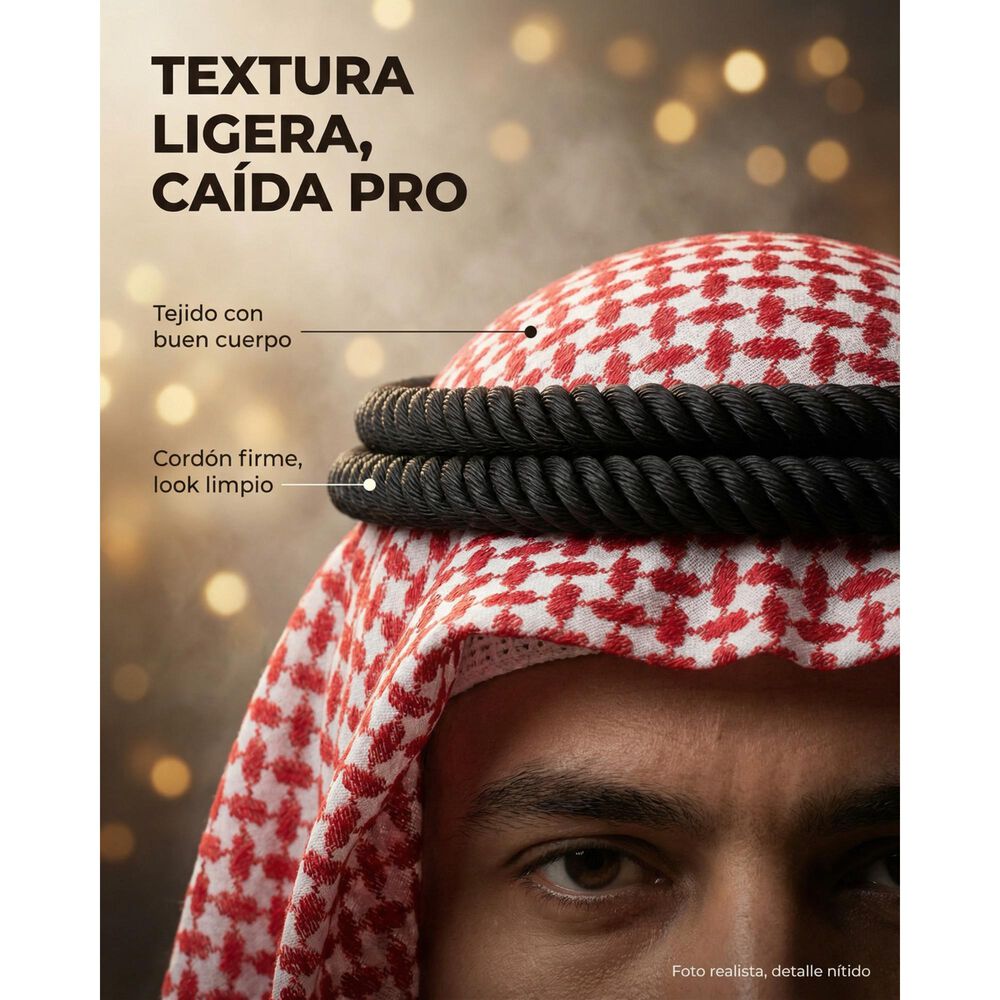 Pa&ntilde;uelo &Aacute;rabe Keffiyeh Con Cintillo Agal Tradicional Disfraz image number 13.0