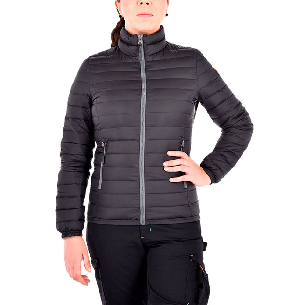 Parka Pluma Hw Goose Reversible Mujer Negro/gris Melange image number 2.0