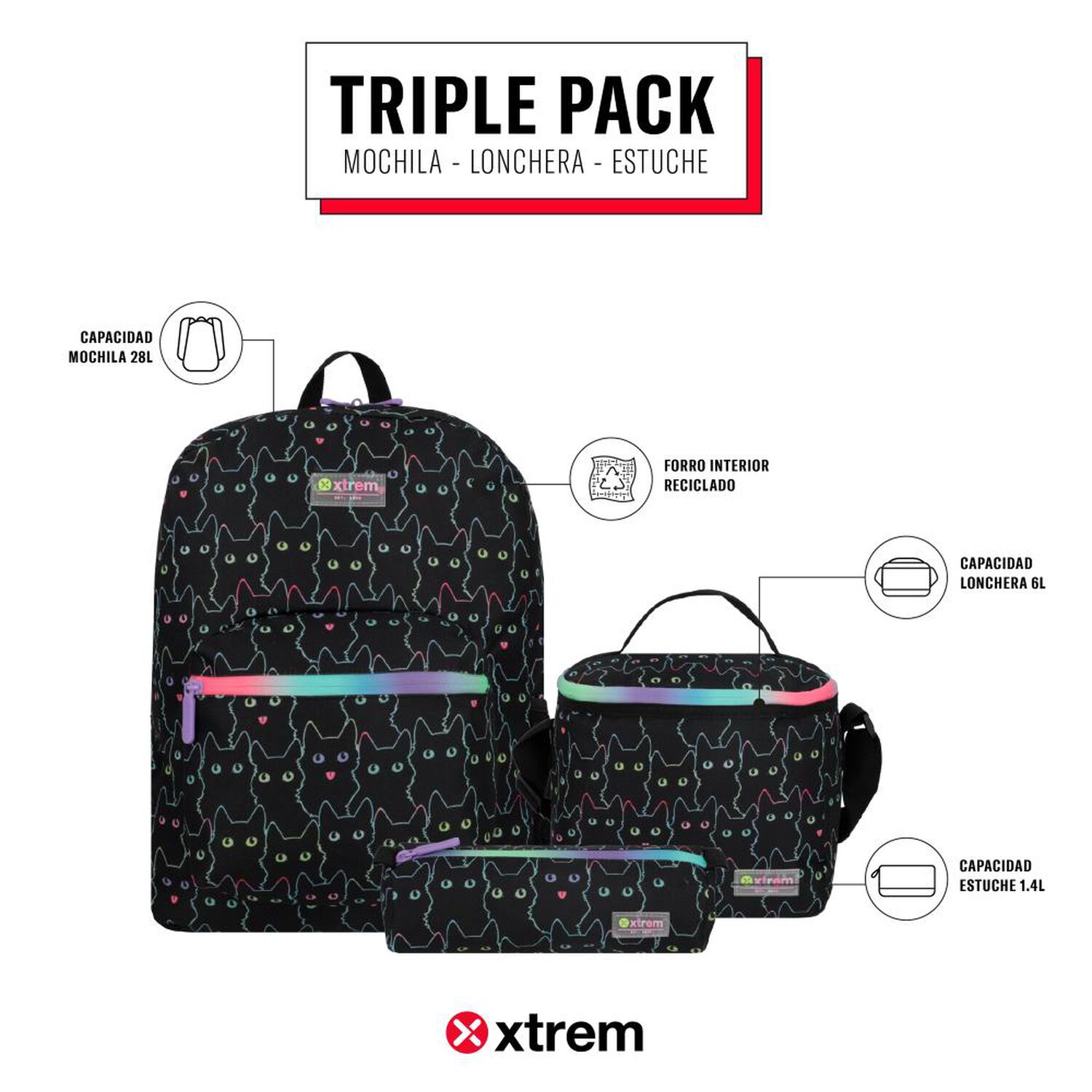 Triple Pack 5xt Mochila Ni&ntilde;o Xtrem image number 6.0