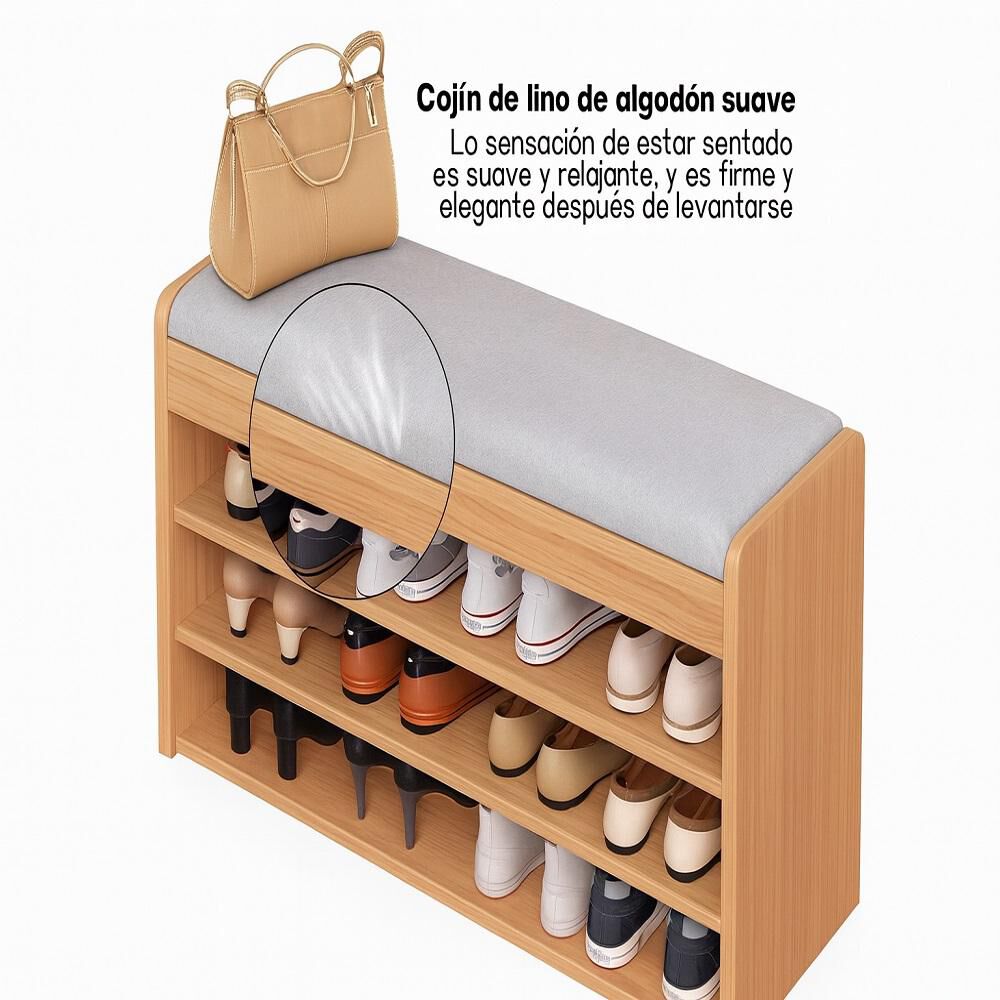 Banco Zapatero 3 Niveles Con Cojín Y Almacenamiento Oculto image number 1.0