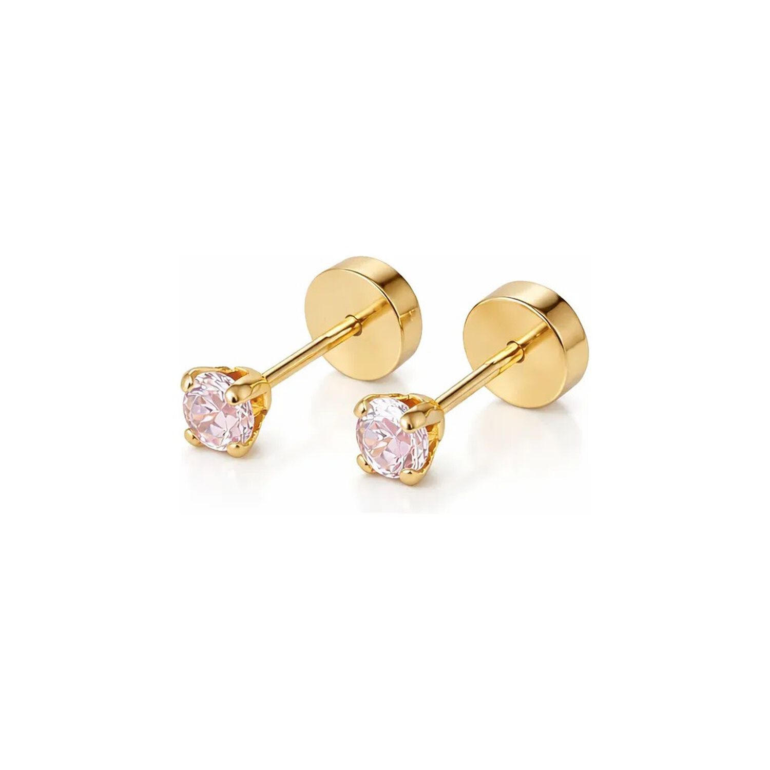 Aros Abridores Chispas 3mm Oro 18k Tope A Presi&oacute;n Beb&eacute; Ni&ntilde;a image number 4.0