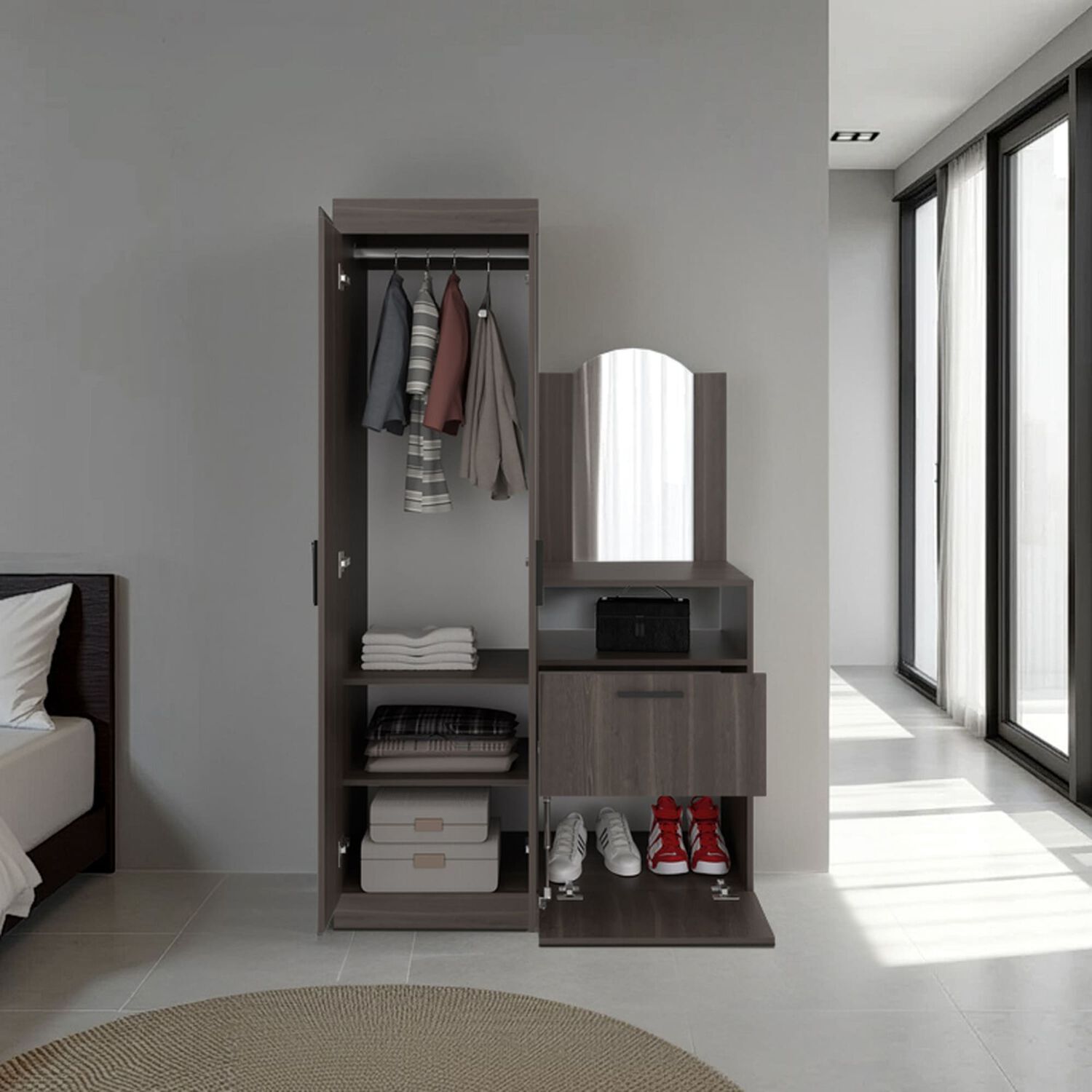 Closet Comoda Con Espejo 3 Puertas 1 Cajon image number 5.0