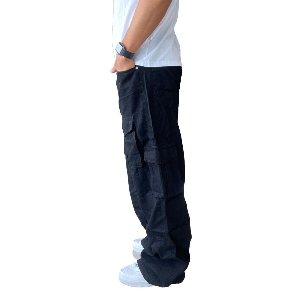 Jeans Diábolo Negro Cargo Ancho Wide Leg Hombre image number 5.0