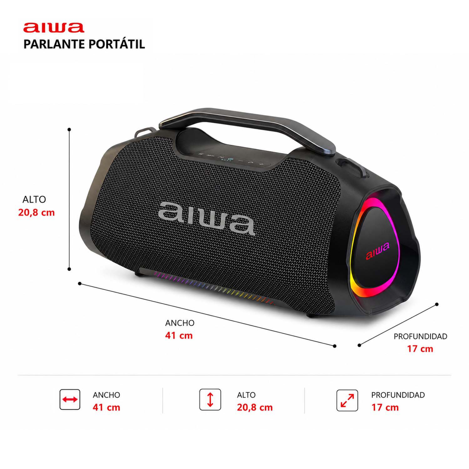 Parlante Portatil Inal&aacute;mbrico Bluetooth Aiwa 65w Funcion Tws Aw-a411 image number 1.0