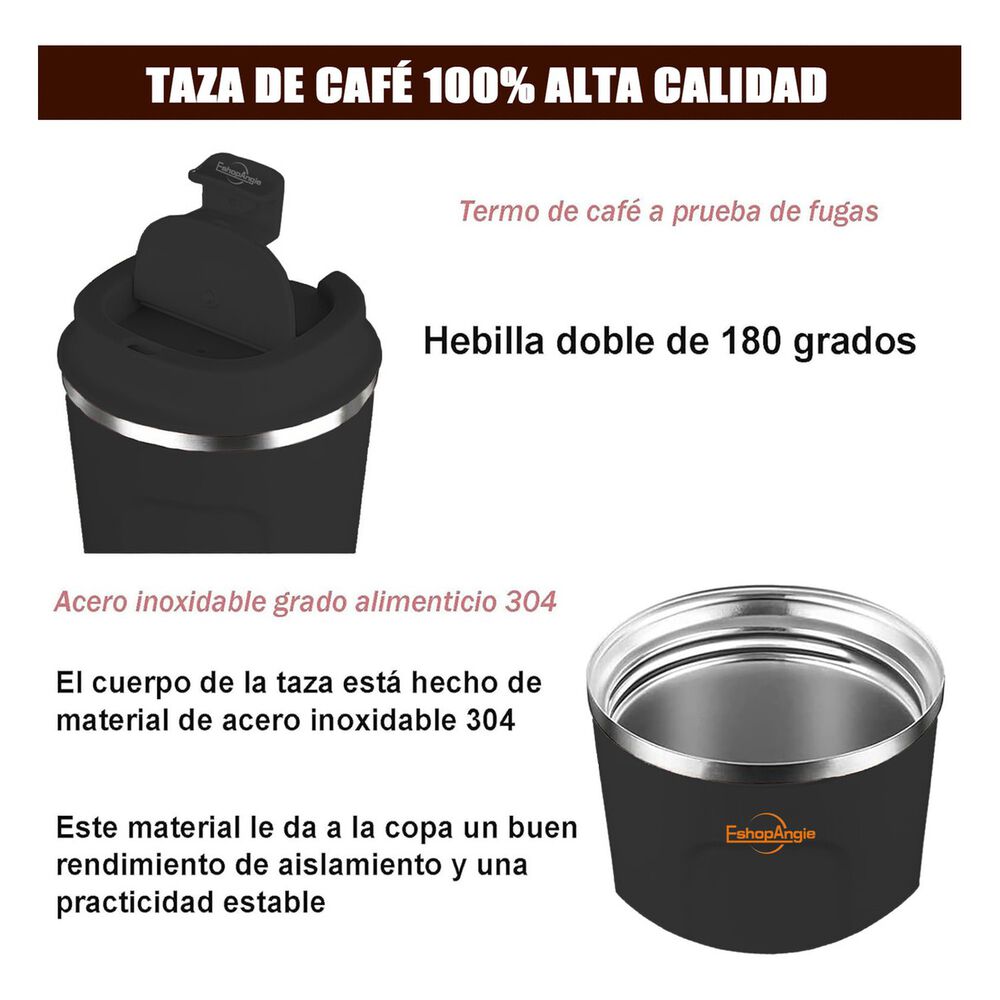 Termo Mug Café 380ml Acero Inoxidable Portátil Negro image number 4.0