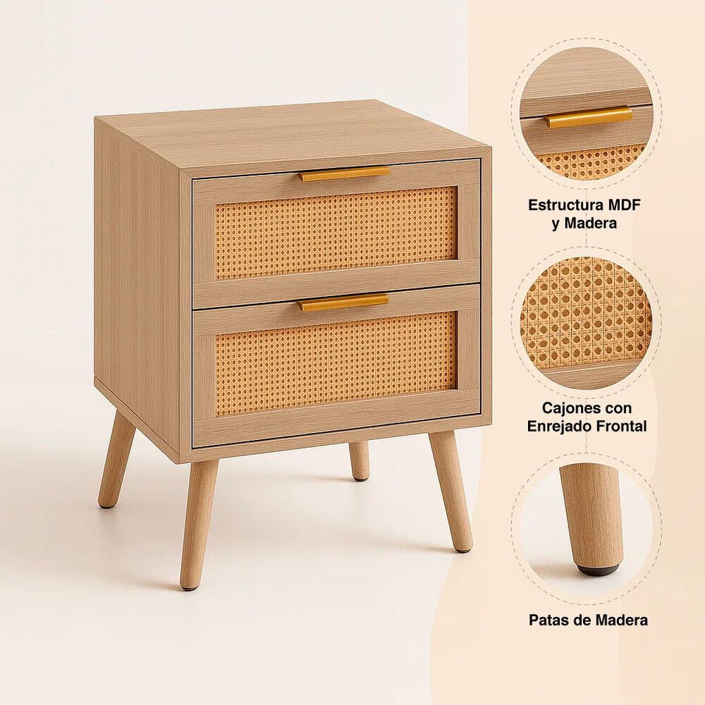 Pack De 2 Veladores Eames Mesh Doble 40x55 - Madera Oscura Walnut image number 4.0