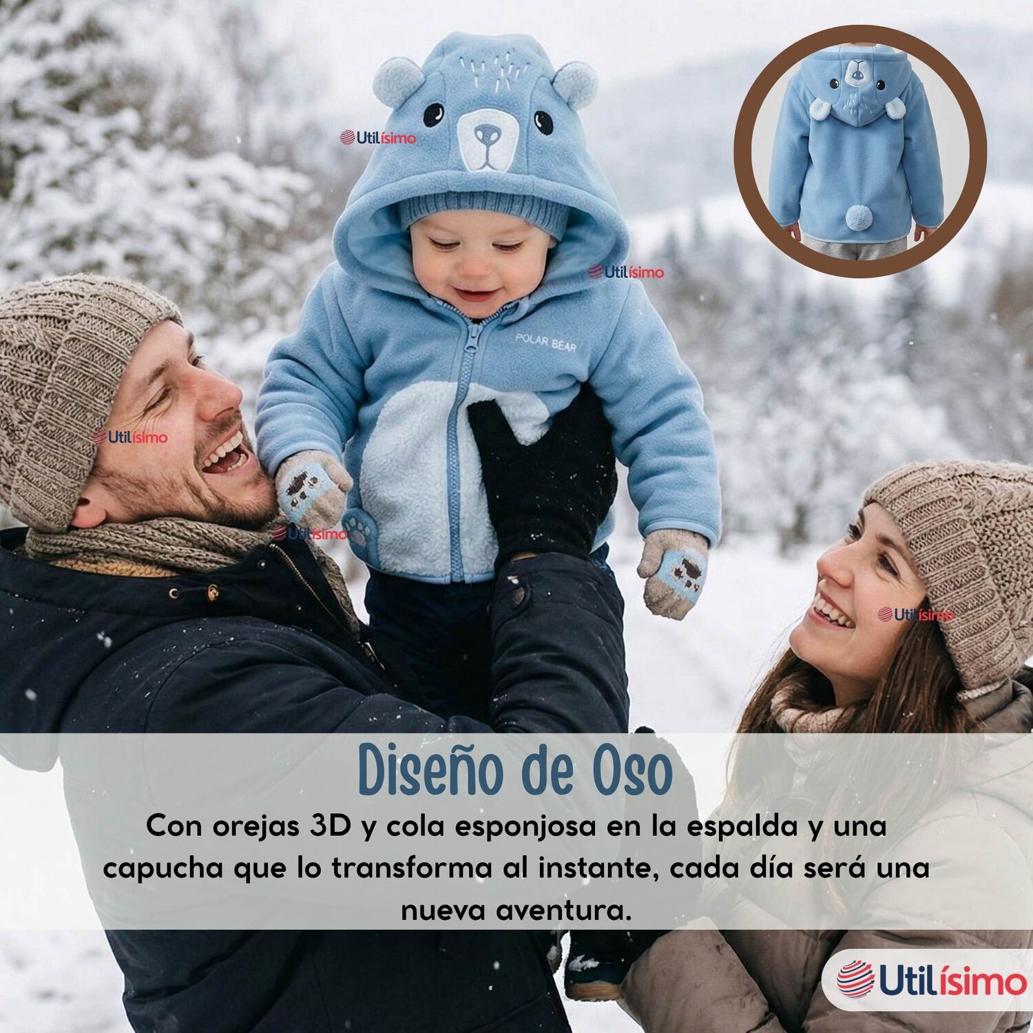 Poler&oacute;n Polar Con Capucha Invierno Beb&eacute; Ni&ntilde;o Arctic Bear image number 4.0