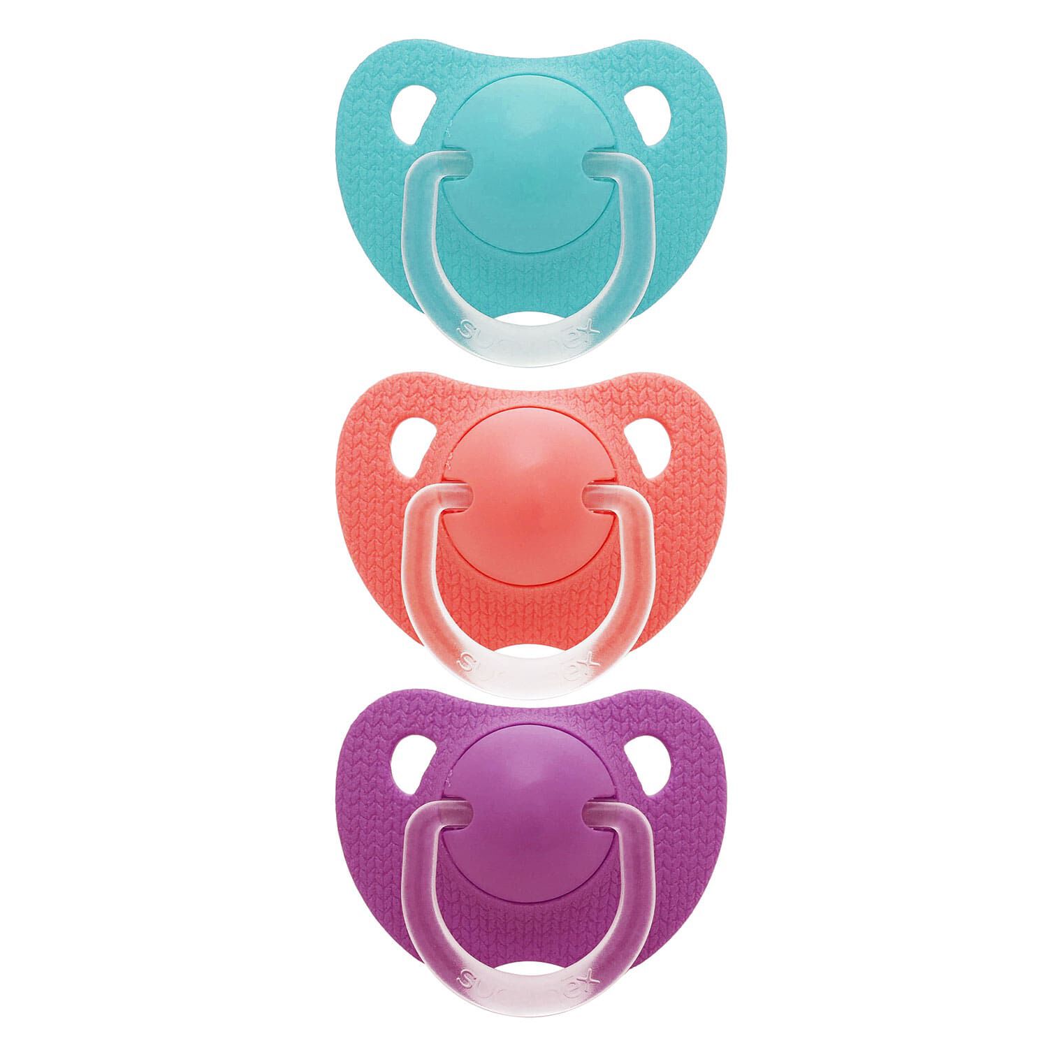 Pack De 3 Chupetes Evolution Celeste, Coral Y Morado image number 0.0