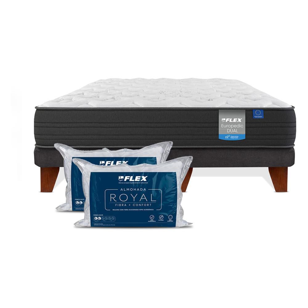 Cama Europea Flex Europedic Dual / 2 Plazas / Base Dividida + Almohadas image number 1.0