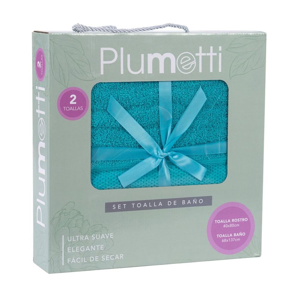 Set 2 Toallas Colorix 380 Grs Caja / Celeste Plumetti image number 0.0