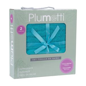 Set 2 Toallas Colorix 380 Grs Caja / Celeste Plumetti
