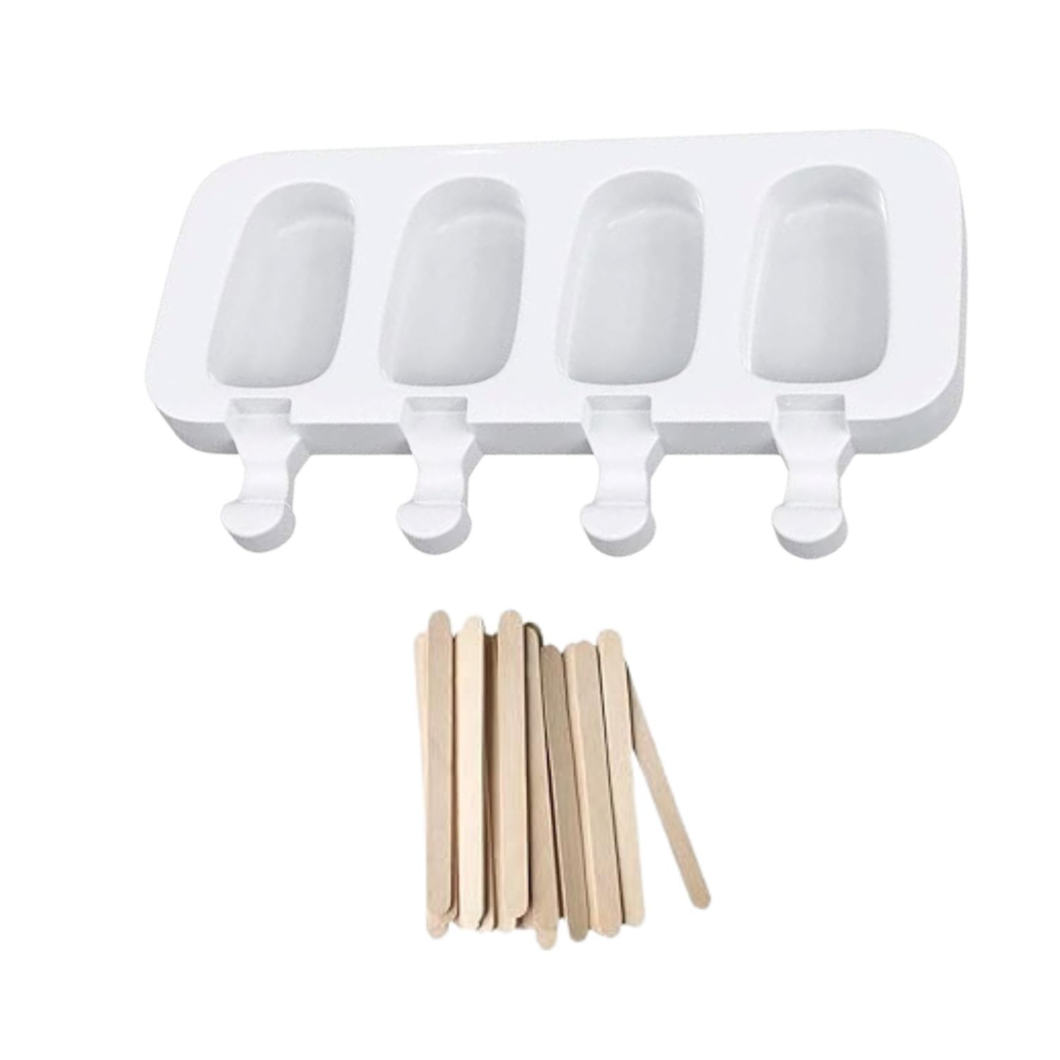 Molde Para Helados 4 Cavidades Forma Paleta Blanco Silicona image number 0.0
