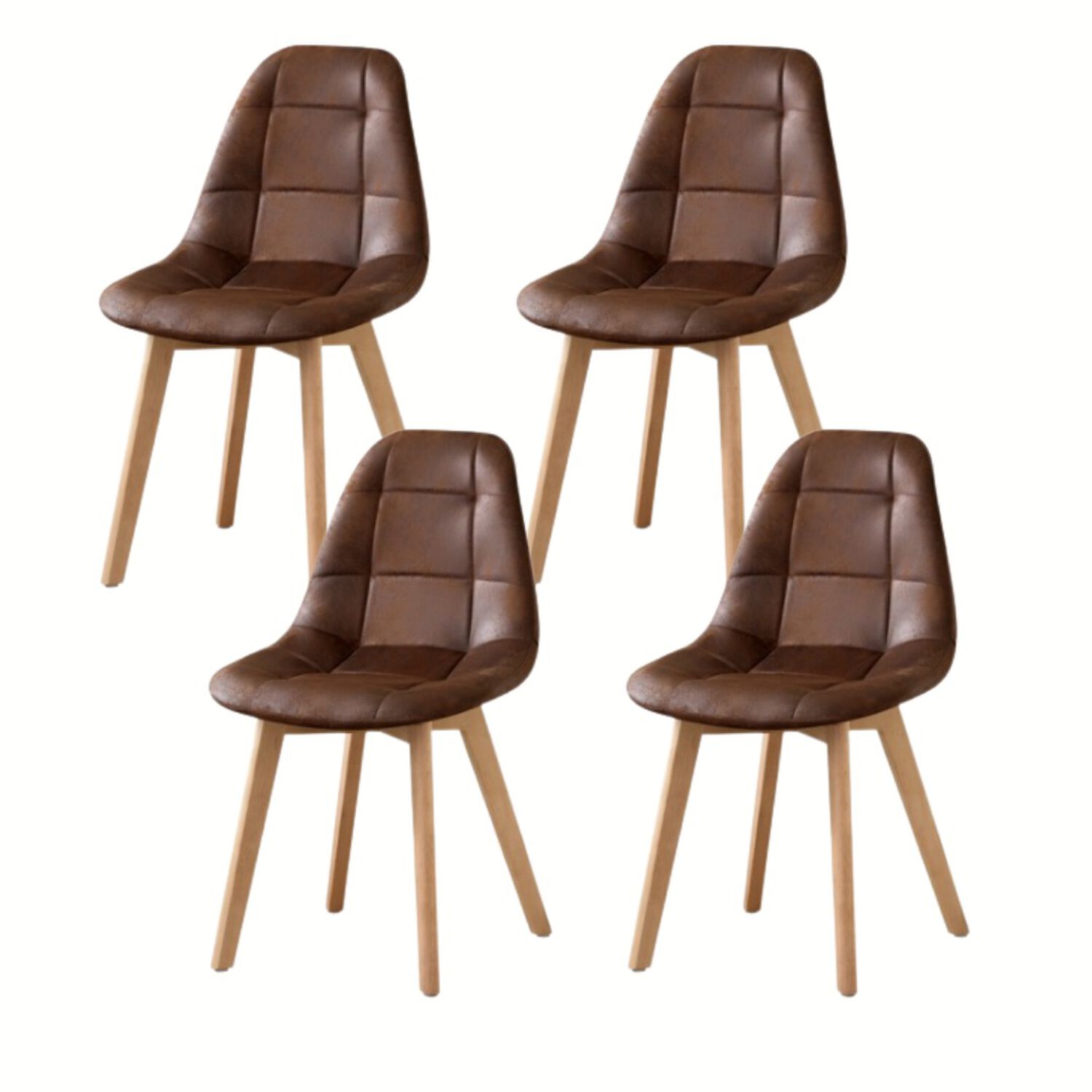 Comedor Warwick 100cm + 4 Sillas Capitonne Ecocuero Vintage Cafe image number 3.0