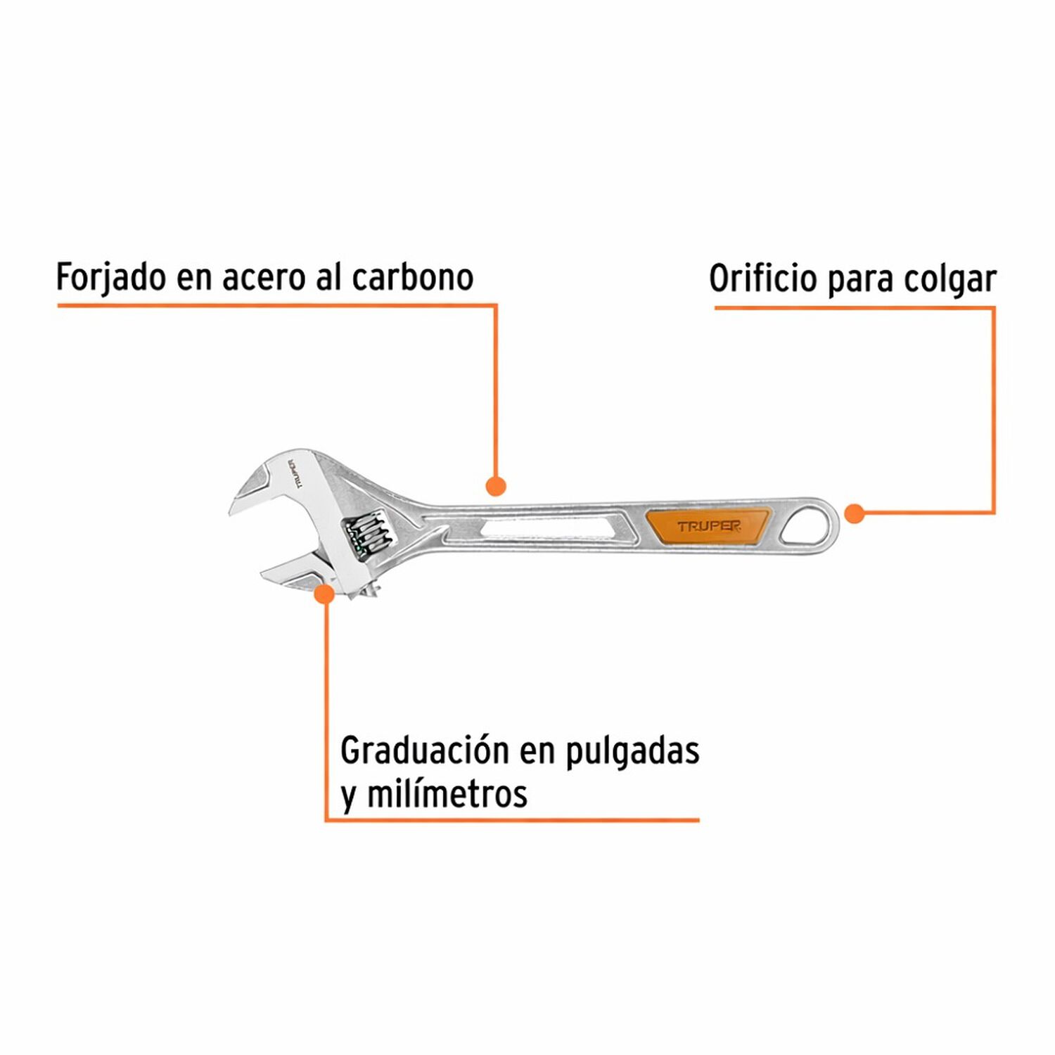 Llave Francesa Regulable C/mango Vinilo 12 Truper Pet-12x image number 2.0