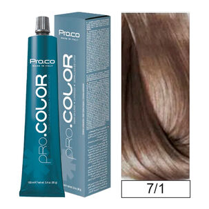 Pro.color - Tintura Permanente 7/1 Rubio Ceniza 100ml + Oxidante