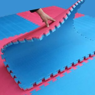 Pack 10 Pisos Tatami Goma Eva Premium 1mtx1mtx2 Cm Azul/rojo