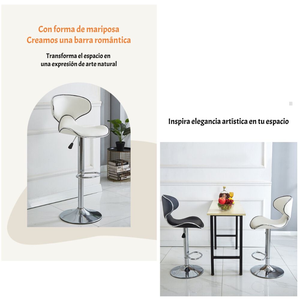 Pack 2 Sillas Piso Bar Premium Negras Altura Regulable Yc229 image number 5.0