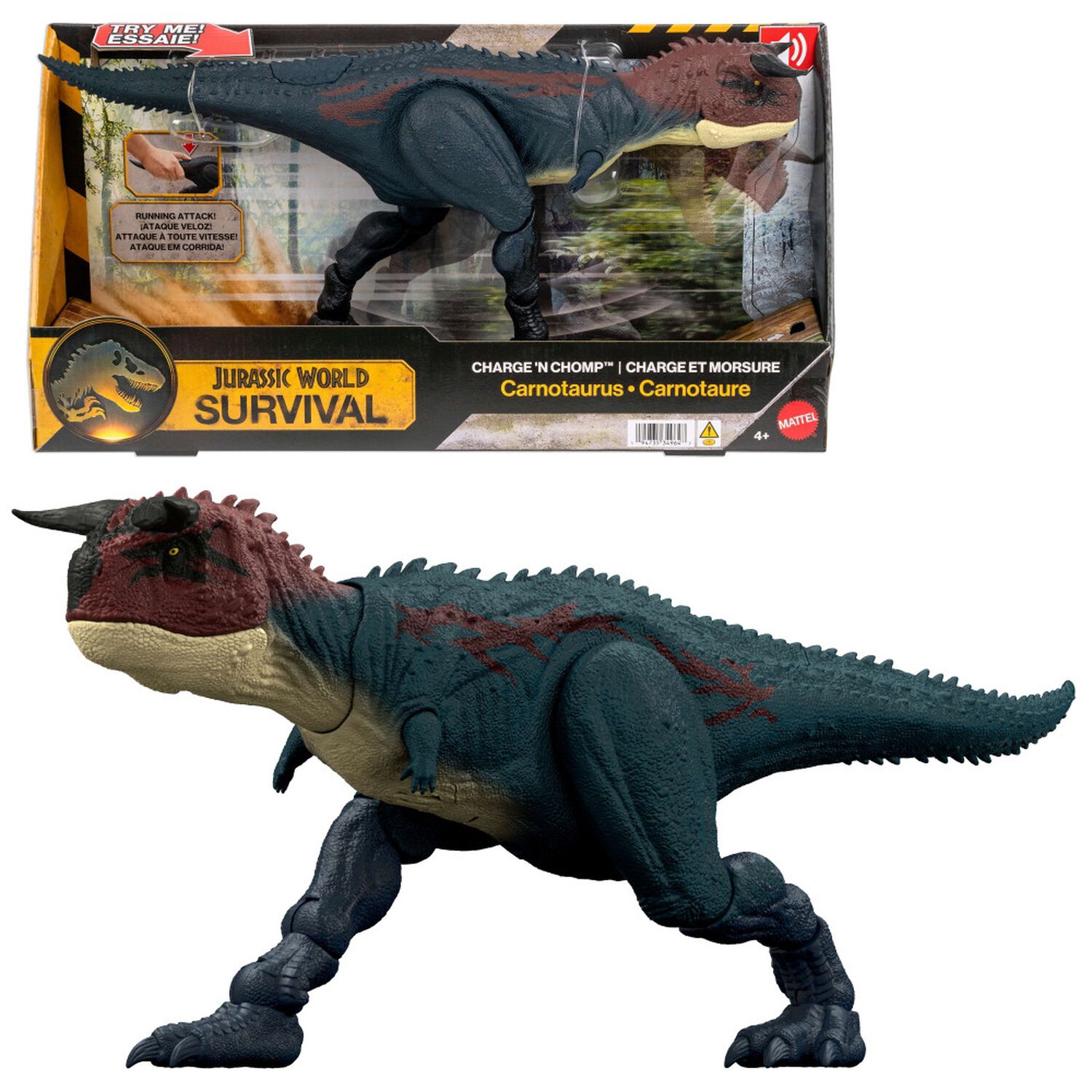 Dinosaurio De Juguete Carnotaurus De Jurassic World Embiste Y Muerde image number 4.0