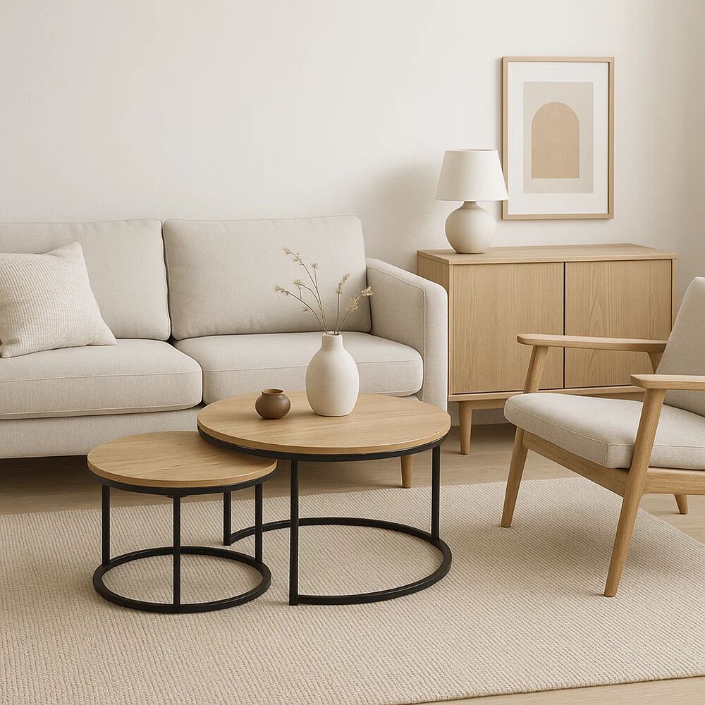 Juego De Mesas De Centro Anidadas - Madera Clara image number 2.0