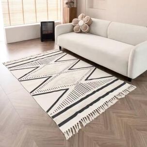 Alfombra Estilo N&oacute;rdico Bohemio Con Flecos 120x180 Cm Heng