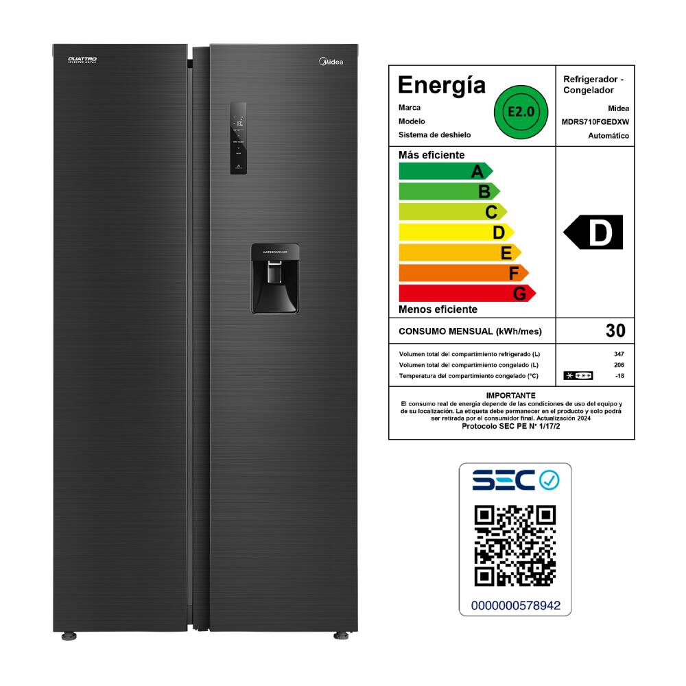 Refrigerador Side By Side Midea Mdrs710fgedxw / No Frost / 553 Litros / D image number 6.0