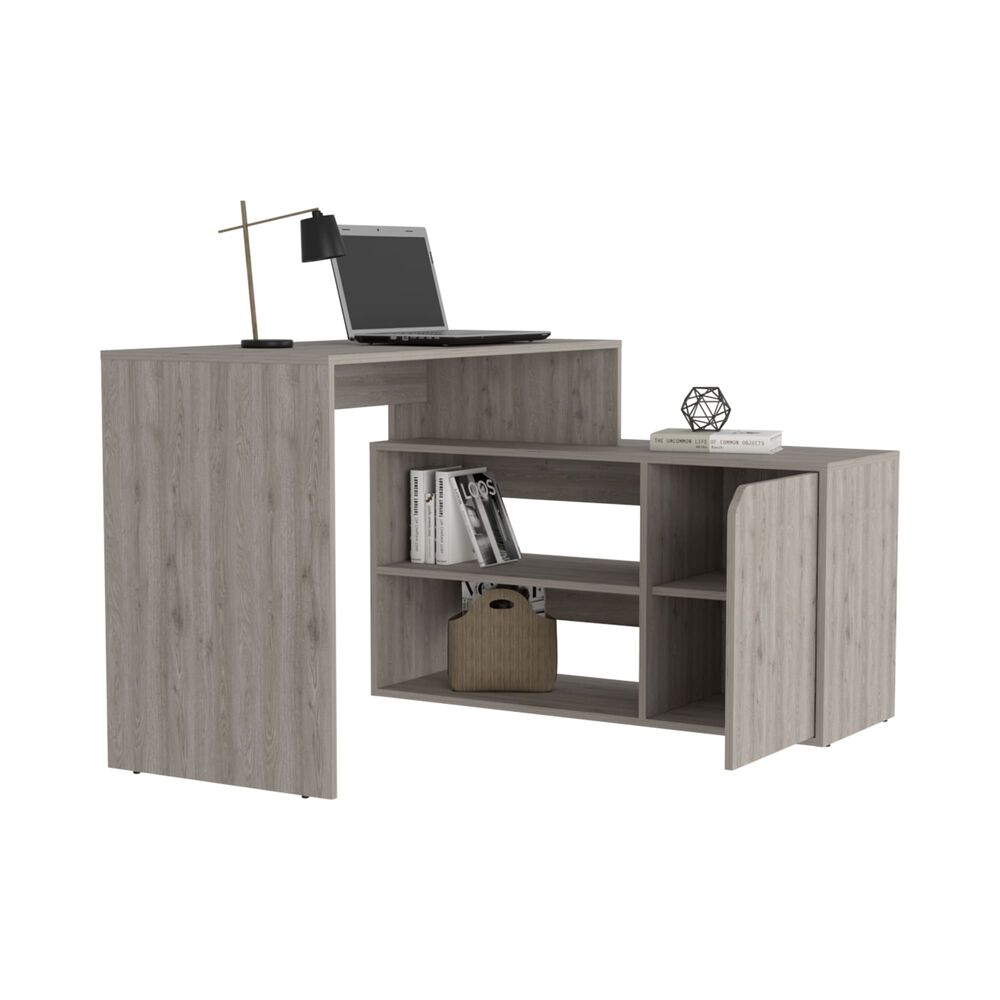 Escritorio En L 1 Puerta 116,6x100x73,6 Cm Fm-033g Gris image number 1.0