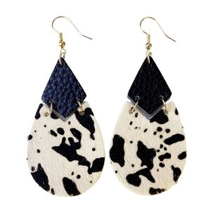 Aros Pu Cuero De Vaca Forma De Gota Gloriahoon