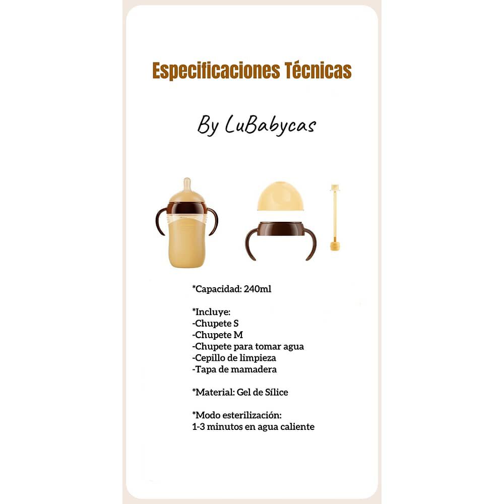 Mamadera 240ml Con Chupetes Y Cepillo De Limpieza Lubabycas image number 7.0