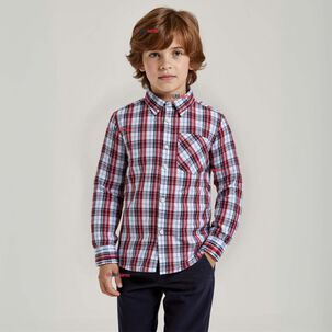 Camisa Huaso Cuadrillé Cuadro Manga Larga 100% Algodón Azul Blanco Casual