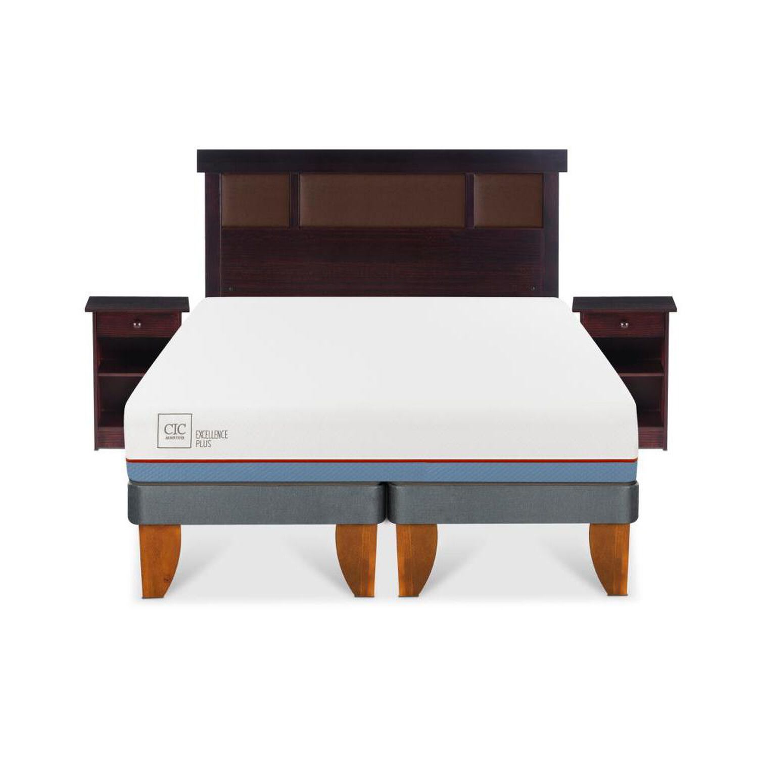 Cama Europea Cic Excellence Plus / 2 Plazas / Base Dividida + Set De Maderas image number 0.0