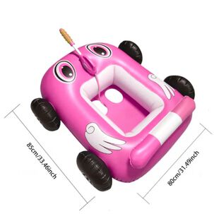 Flotador Autito Inflable Con Pistola Lanza Agua Rosado