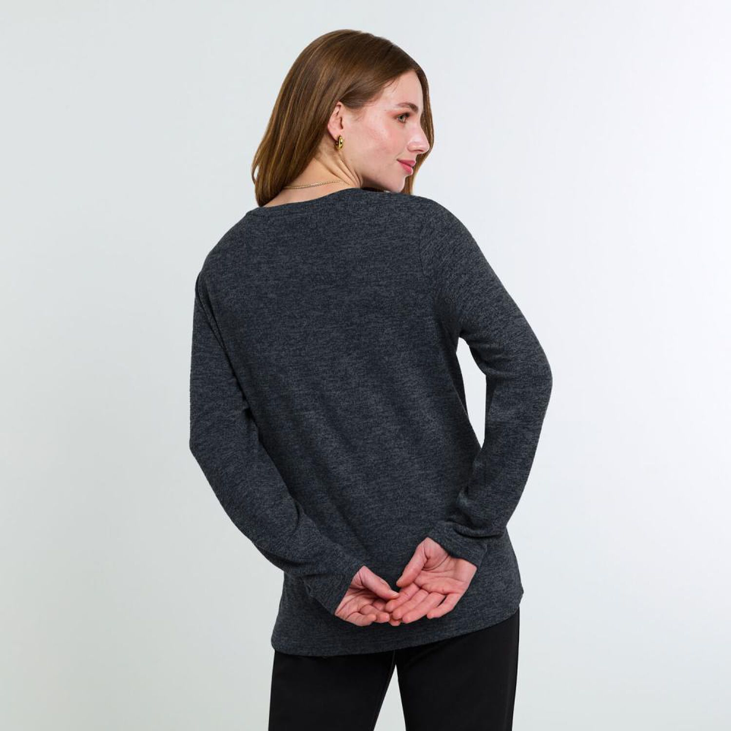 Sweater Melange Manga Larga Cuello Redondo Mujer Lesage image number 2.0
