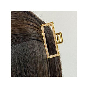 Traba Metálica Garra Rectangular Brillo Para Cabello Rosado Tornasol