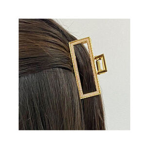 Traba Met&aacute;lica Garra Rectangular Brillo Para Cabello Rosado Tornasol