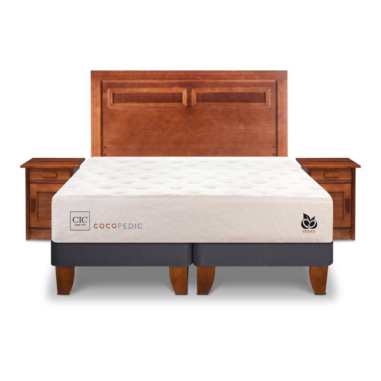 Cama Europea Cic Cocopedic / 2 Plazas / Base Dividida + Set De Maderas image number 0.0