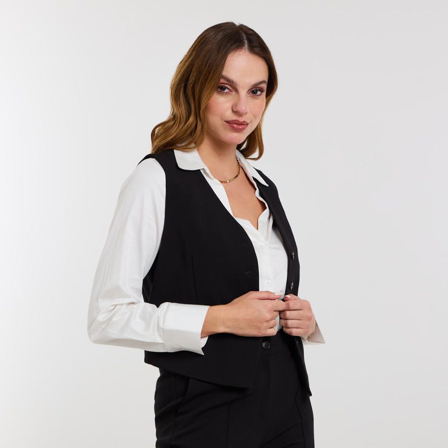 Blazer Guillette Abotonado Sin Manga Mujer Kimera image number 2.0
