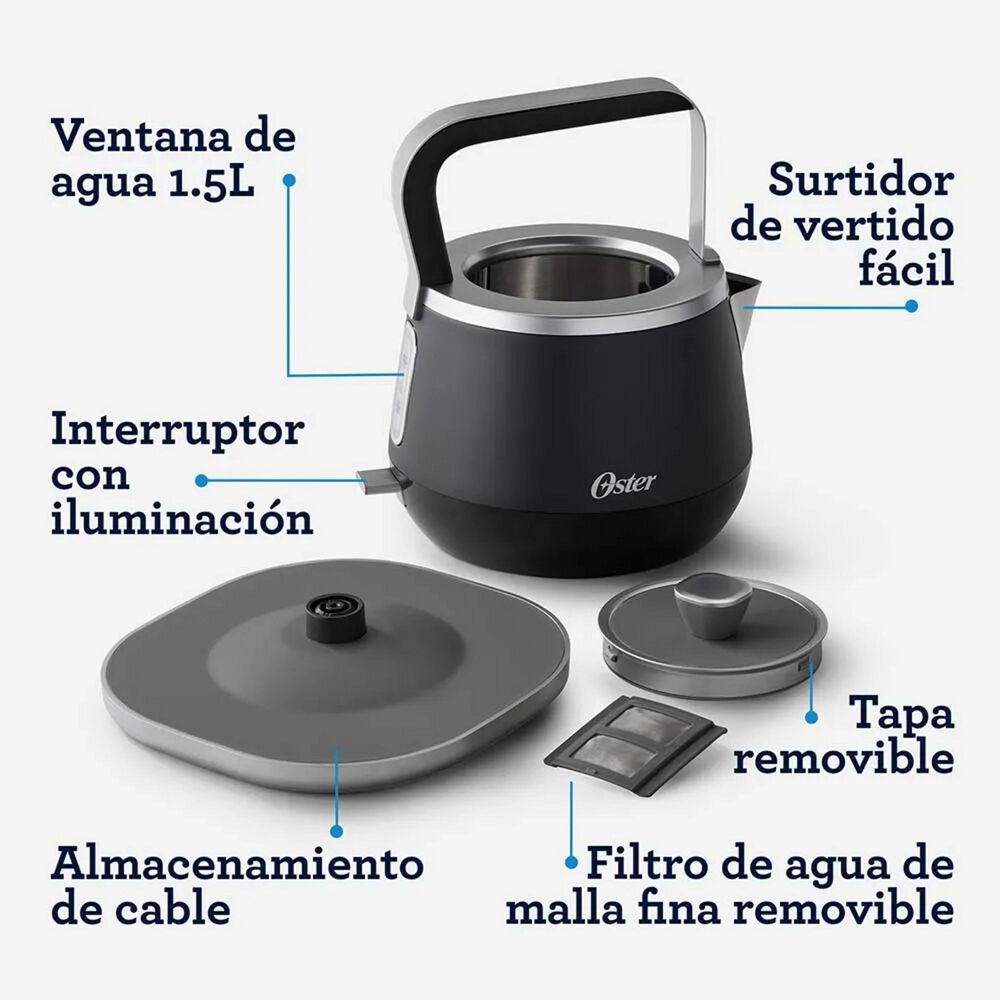 Hervidor Premium Oster 1,5 Litros Luces Bvstkt4510b image number 5.0