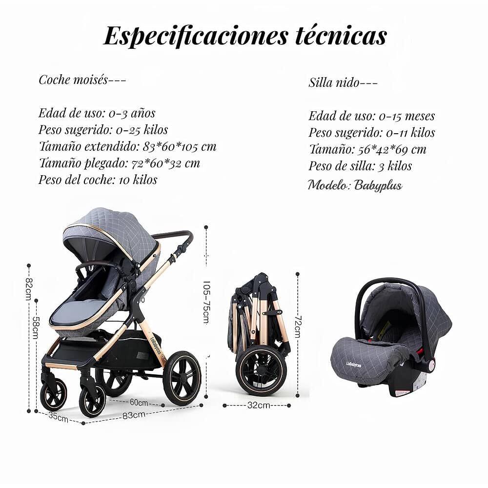 Coche Travel System Con Accesorios Lubabycas X1 Gris image number 2.0